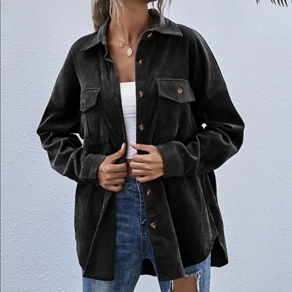 Corduroy Boyfriend fit oversized shacket jacket - Picture 8 of 9